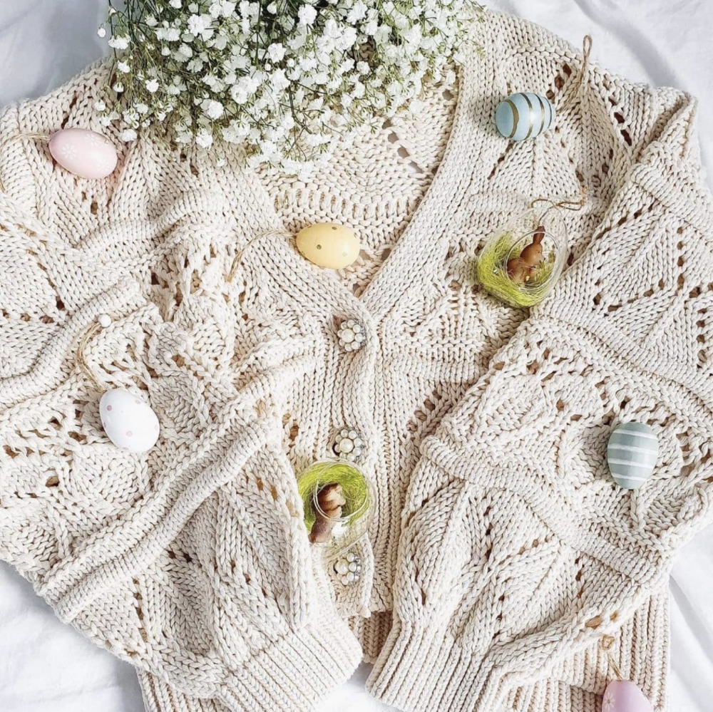 NEW ZARA BEIGE COTTON CARDIGAN WITH PEARL BUTTONS - Picture 5 of 15